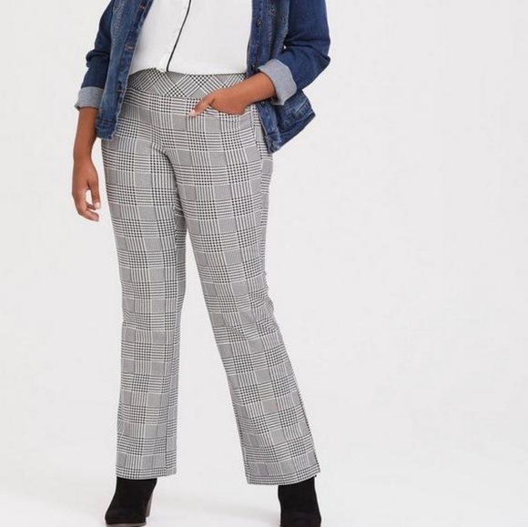 Studio Ponte Slim Fix Pixie Boot Pant - Black Plaid Houndstooth sz 6X WP230 - Picture 1 of 10